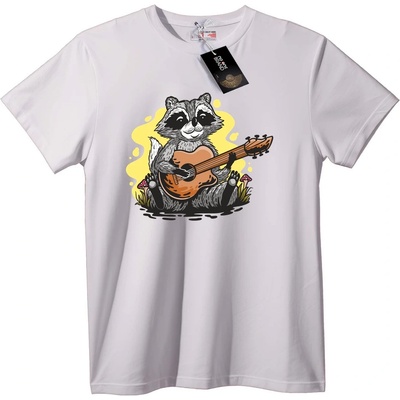 NOONEBRAND Тениска Єнот Китарист - XL, White