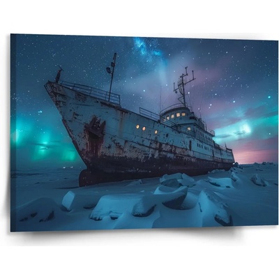 Sablio Obraz Vrak lode pri polárnej žiare - 150x110 cm