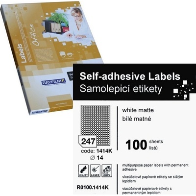Rayfilm R0100.1414KA samolepící kulaté průměr 14mm bílé 100 listů