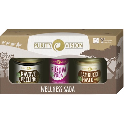 Purity Vision Wellness Bambucké maslo BIO 110 ml + Ružová voda zo vzácnej damašskej ruže 50 ml + Bio Kávový peeling 120 g darčeková sada