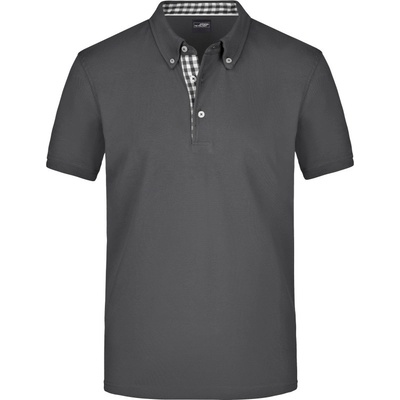 James & Nicholson polokošile JN 964 button-down krátký rukáv pánská Cot-020964l1801 šedá grafitová bílá
