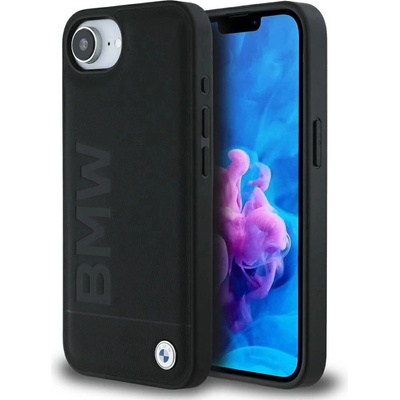 BMW Кожен калъф BMW Hot Stamp за iPhone 16e - черен