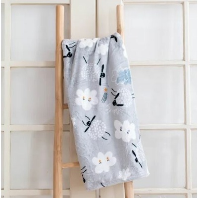 Jahu Deka z mikroplyše 100% polyester 300 g/m2 motiv ovečka šedá 150x200