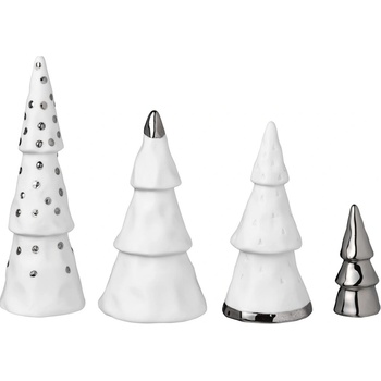 Textilomanie Porcelánová sada WINTER FOREST v striebornej farbe, 4 ks