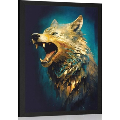 Plakát modro-zlatý vlk - 20x30 white