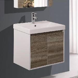 Inter Ceramic Конзолен PVC шкаф ICP 6055 WOODEN, Inter Ceramic, с умивалник, 60x55x45см (6055 WOODEN)