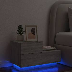 vidaXL Нощно шкафче с LED осветление, сив сонома, 70x36x40, 5 см (836782)