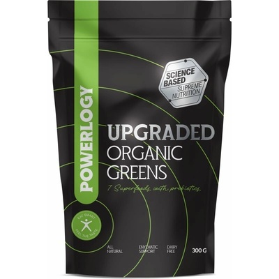 Powerlogy Upgraded Organic Greens prášok na prípravu nápoja s detoxikačným účinkom 300 g
