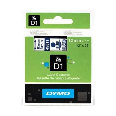Dymo D1 45011, S0720510, 12mm x 7m modrá tlač / priehľadný podklad, originálna páska