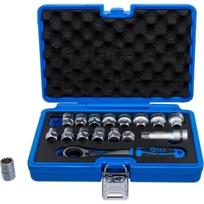 BGS 74712 Gola sada HEX 19 mm - priechodná, hlavica Gear Lock 10 ÷ 24 mm 17 dielov