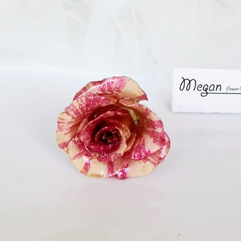 Meganflo Пръстен "Триизмерна розово-бяла роза" Сребро