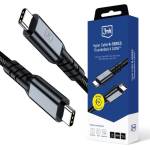 3mk Protection Кабел 3mk Hyper N-Series ThunderBolt 4, от USB C(м) към USB C(м), 2m, 8K@60Hz, 40Gbps, 240W, черен