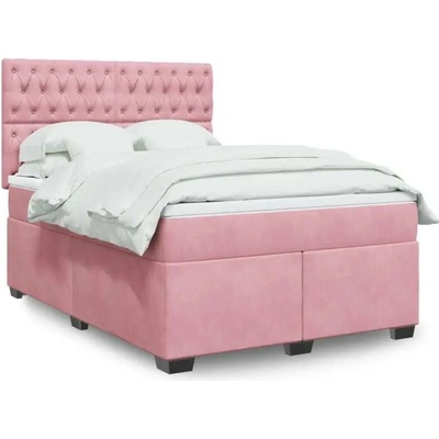 vidaXL 11461.3293241 Boxspring postel s matrací růžová samet