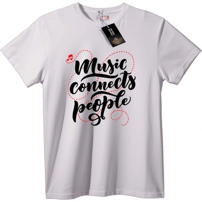 NOONEBRAND Тениска Музиката Свързва Хората - 4XL, Black