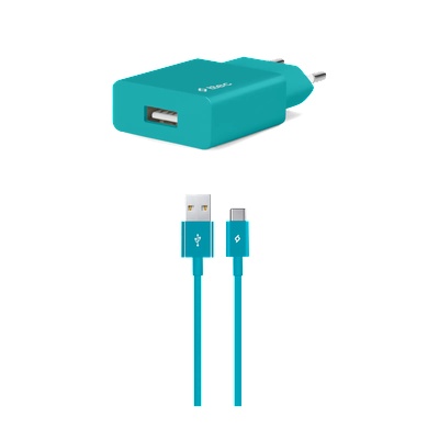 Ttec Зарядно 220V SmartCharger USB Travel Charger, 2.1A, incl. Type C Cable - Тюркоаз, 118097