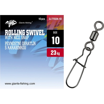 Giants Fishing Pevnostný Obratlík s Karabínkou Veľkosť 12 10 ks 18 kg