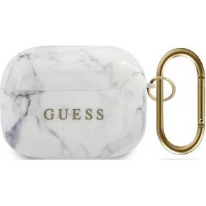 Guess GUACAPTPUMAWH калъф за AirPods Pro, бял, Marble Collection (GUACAPTPUMAWH)