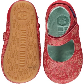Poco Nido kožené barefoot Mighty Shoes Mary Jane červená