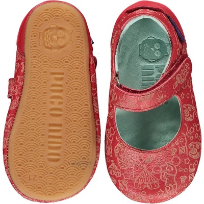 Poco Nido kožené barefoot Mighty Shoes Mary Jane červená