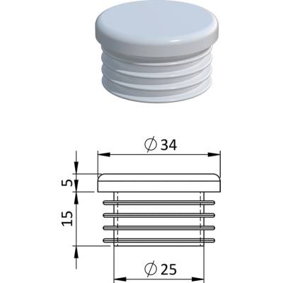 Vnútorná krytka guľatá ø 34 mm, plastová, biela