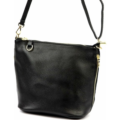 Luka dámska kožená crossbody kabelka čierna na plece 26-110 DOLLARO
