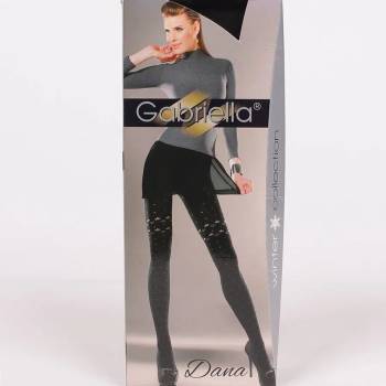 Image 1 of Памучен дамски чорапогащник в черен цвят с бели и сиви орнаменти