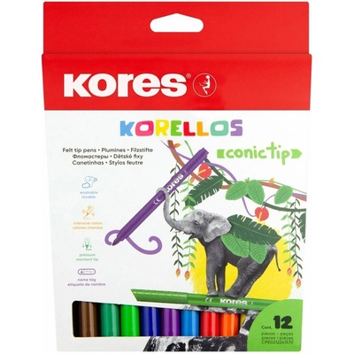 Fixy KORES KORELLO detské, silný hrot, 12 farieb (29043)