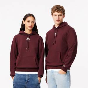 Lacoste Суичър Lacoste Print Hoodie - red maroon