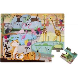 Janod Детски пъзел за осезание Janod - Ден в зоопарка, 20 части (J02774) - baby