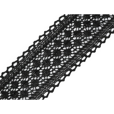 Krajka / vsadka paličkovaná šíře 70 mm Varianta: 3 černá, Balení: 13.5 m – Zboží Dáma