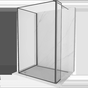 Mexen Kioto душ стена Walk-in 120 x 120 x 30 см, черна рамка, четкано пистолетно сиво - 800-120-120-221-66-70-030 (800-120-120-221-66-70-030)