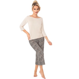 Donna Дамска пижама Piama-Omari-34-BeowyV-65737-Beżowy - Червен, размер S