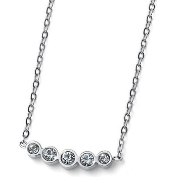 Oliver Weber Elegantný oceľový náhrdelník s čírymi kryštálmi change 12254