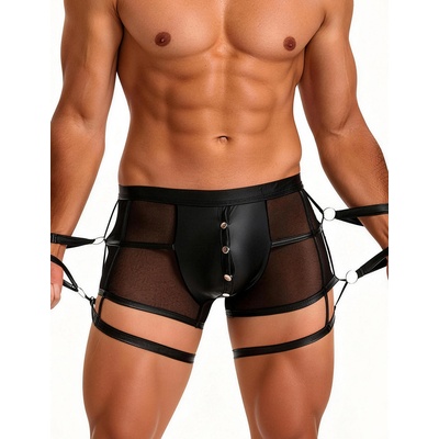 SuperLove See-through Stylish Men Boxer with Handcuffs 278 Black L