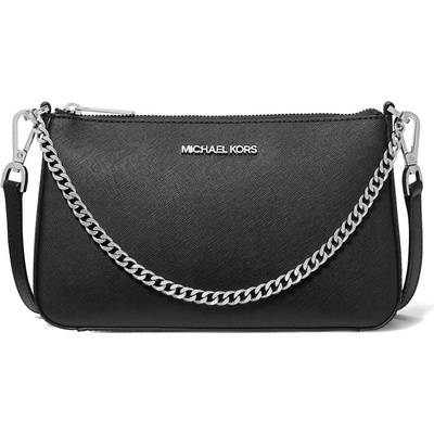 Michael Kors Jet Set Medium Saffiano Leather crossbody bag Black Silver