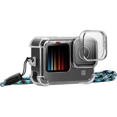 Puluz Силиконов кейс със защитна капачка за обектив с каишка PULUZ за GoPro Hero 9 / 10 / 11 (PU932T)