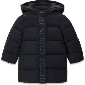 GUESS Детско дълго зимно яке Guess с качулка и брандиран кант в класически черен цвят