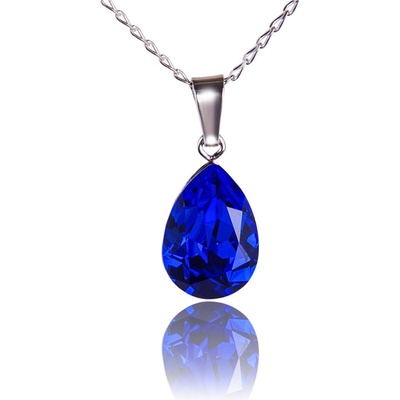 Swarovski Elements Rhodiovaný náhrdelník modrá slzička, kapka 34252.3 Majestic Blue (modrá královská)