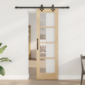 vidaXL Преплъзваща се врата Естествен 61 x 198, 5 см (3332265)