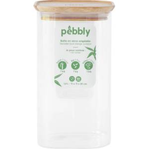 Pebbly Кухненски буркан за съхранение PKV-006, 1.4 л, стъкло / бамбук, Pebbly (PEBB3760132814094)