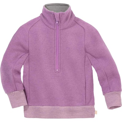 disana Детски вълнен пуловер disana Kid's Troyer Half-Zip Merino jumper - Flieder - размер 86/92 (EU) (704-4751-0512)