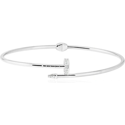 Gemmax Jewelry Elegantní náramek Hřebík z bílého zlata se zirkony GLBWB-19-38961