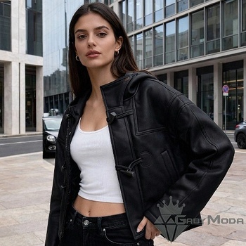 GabyModa Късо дамско зимно яке с качулка в два цвята