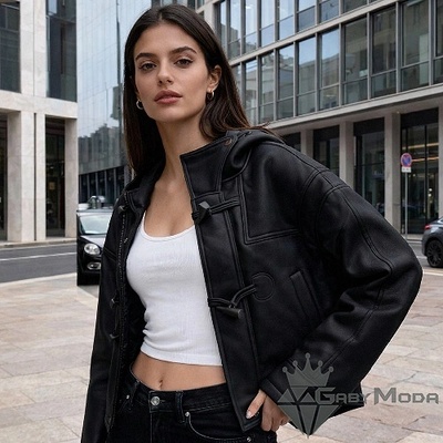 GabyModa Късо дамско зимно яке с качулка в два цвята