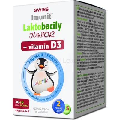 Swiss Imunit Laktobacily Junior + Vitamín D3 30+6 tabliet