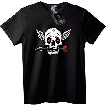 NOONEBRAND Тениска Крилат Череп със Стрела - S, Black
