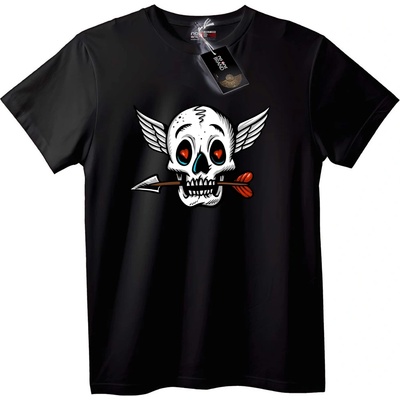 NOONEBRAND Тениска Крилат Череп със Стрела - S, Black