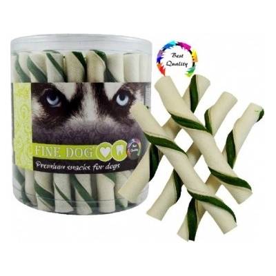 Fine Dog Trubička bílá & mint 12 cm 35 ks