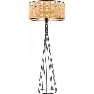 TopMebel Стояща лампа Solin TopMebel E27 дърво - ратан в натурален цвят Ø38x140cm