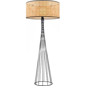 TopMebel Стояща лампа Solin TopMebel E27 дърво - ратан в натурален цвят Ø38x140cm
